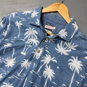 Johnnie O Hangin Out Palm Tree Blue Short Sleeve Polo Shirt Large
